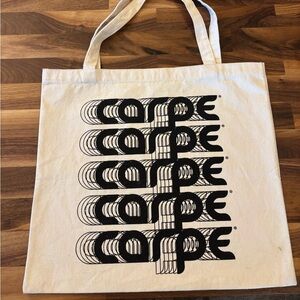 Canvas Tote Bag with Black Graphic Print